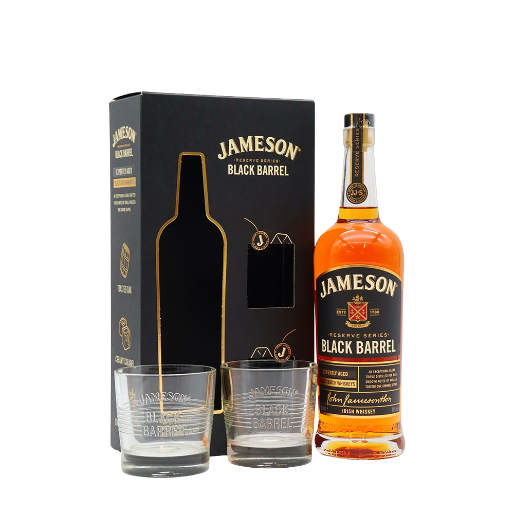 JAMESON IRISH WHISKEY (BLACK BARREL) 70CL (GLASSES PACK)