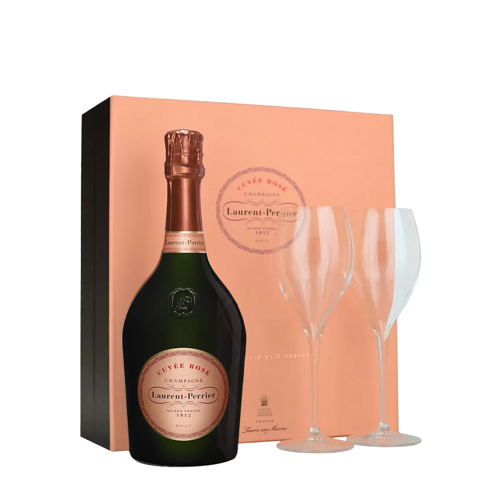 LAURENT PERRIER CHAMPAGNE BRUT CUVEE ROSE (GLASSES GIFT PACK) 75CL
