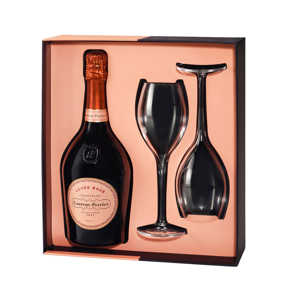 LAURENT PERRIER CHAMPAGNE BRUT CUVEE ROSE (GLASSES GIFT PACK) 75CL